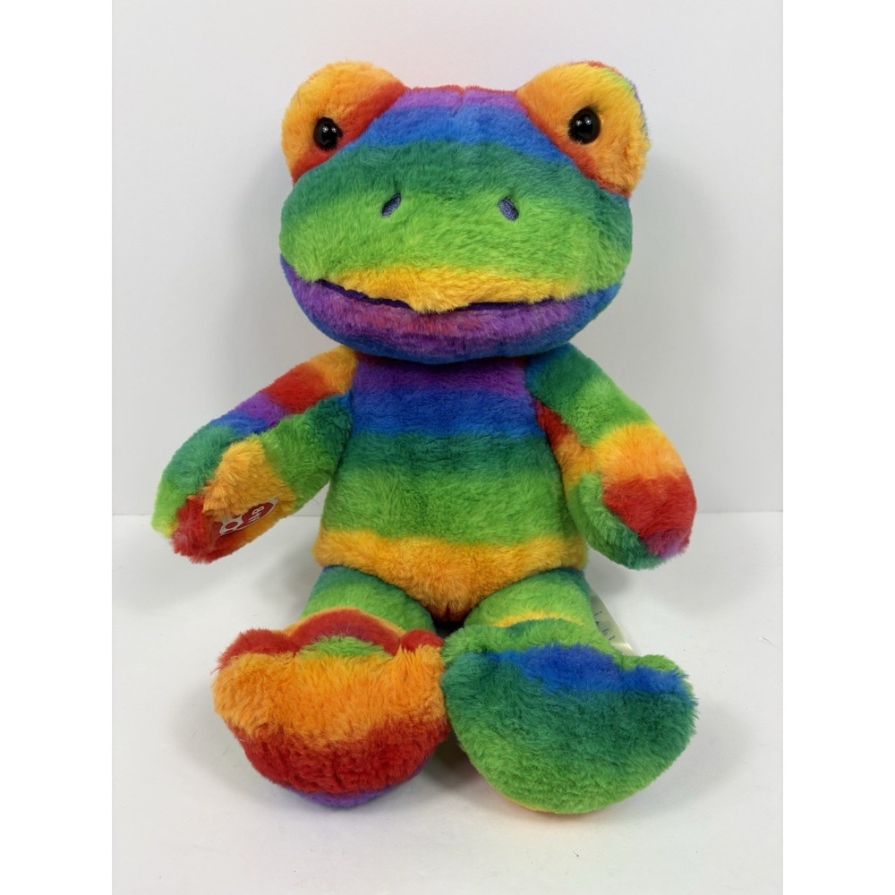 Build A Bear Frog Rainbow Pattern Stuffed Animal 16 Inch Tag Attached.